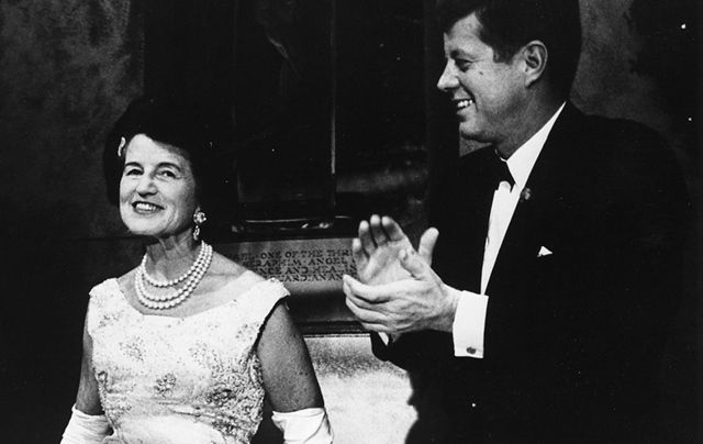 Rose and John F Kennedy photographed at a Joseph P. Kennedy Jr. Foundation awards dinner.