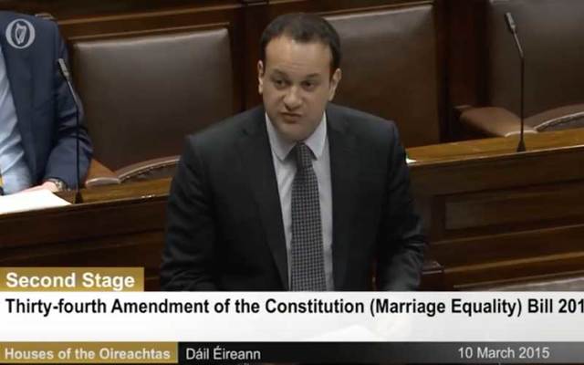 Irish minister Leo Varadkar addresses the Dáil.