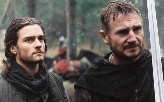 Movie still of Orlando Bloom and Liam Neeson in the 2005 film \'Kingdom of Heaven.\'