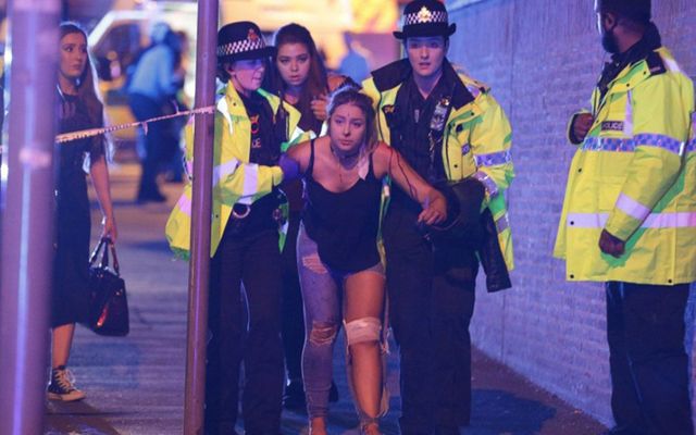 Manchester Arena terror attack: Injured teen aided by police.