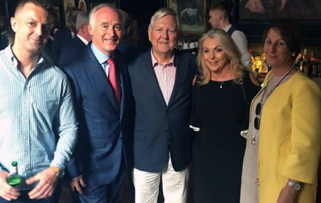 John Fitzpatrick (second from the left) celebrated with friends and family in Dublin. 