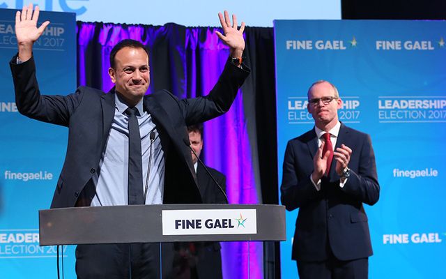 New Fine Gael leader Leo Varadkar celebrates his win. 