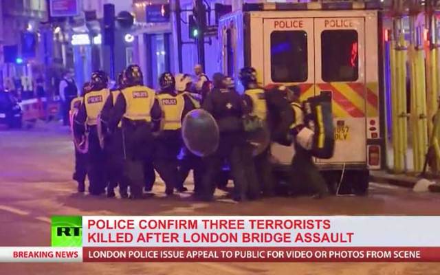 Screenshot of RT report on June 3 attack in London.