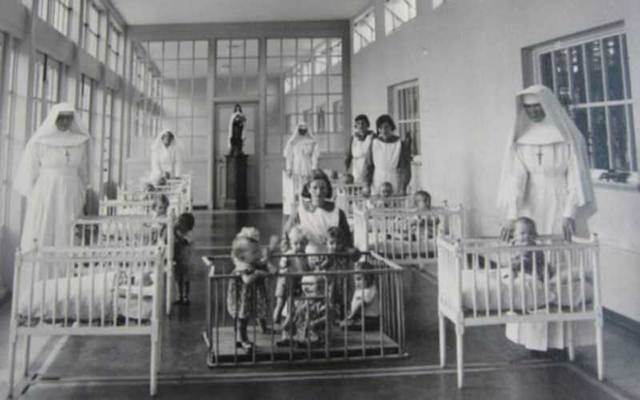 Children and nuns in a Mother and Baby Home.