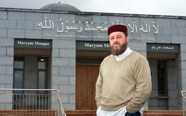 Imam Ibrahim Ahmad Noonan outside the Ballybrit, Galway Masjid Maryam mosque.
