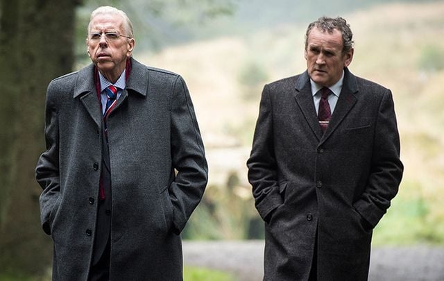 Timothy Spall and Colm Meaney in The Journey, as Ian Paisley and Martin McGuinness. 