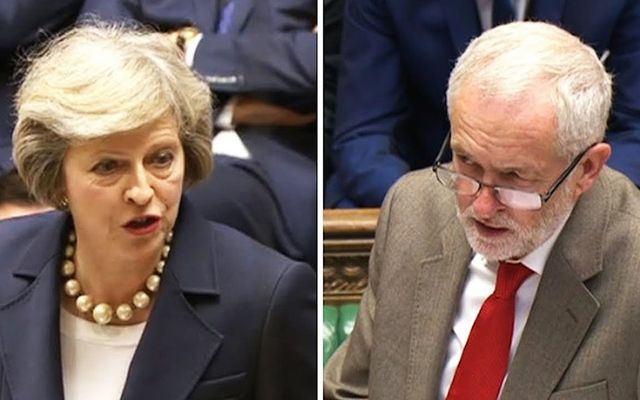 Conservative leader Theresa May and Labour leader Jeremey Corben. 