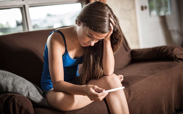 Woman unhappy after pregnancy test. 