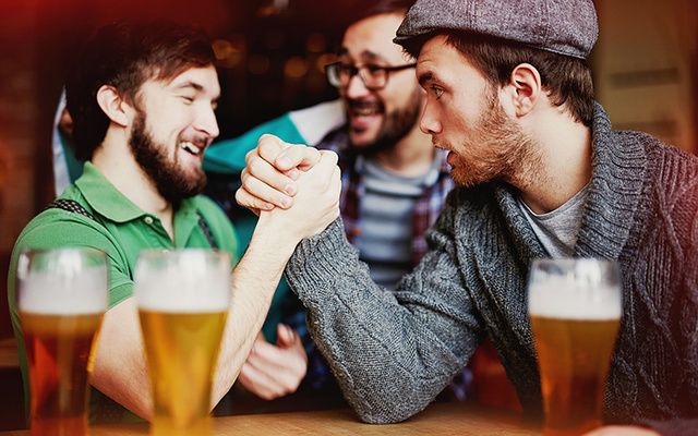 Three Irish men drinking. 