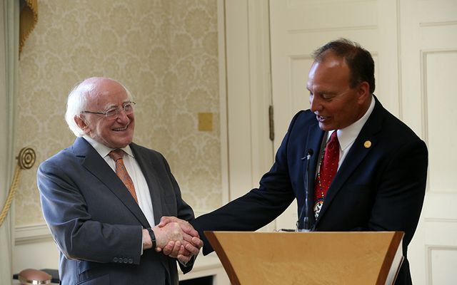 President of Ireland Michael D Higgins TD and Choctaw Nation Chief Gary Batton in Áras an Uachtaráin.