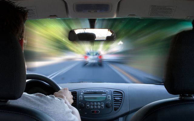 A speeding car.