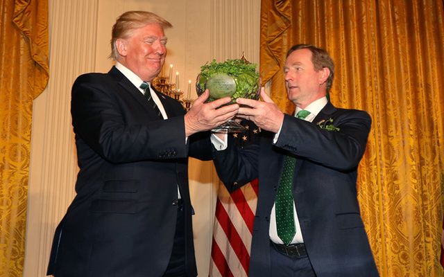 President Trump and former Irish Taoiseach Enda Kenny on St. Patrick\'s Day in the White House. 