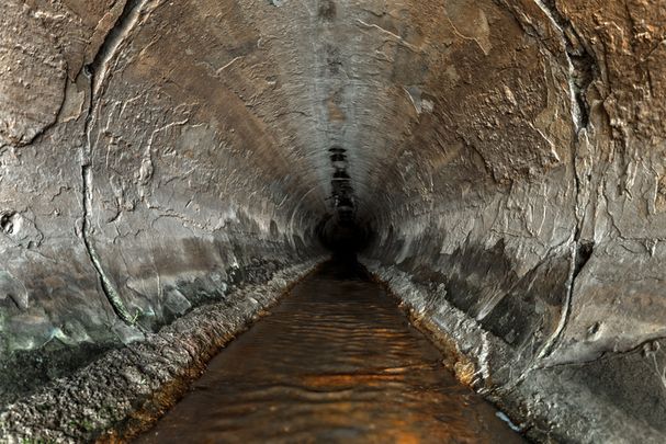 A deep sewage tunnel in perfect working condition