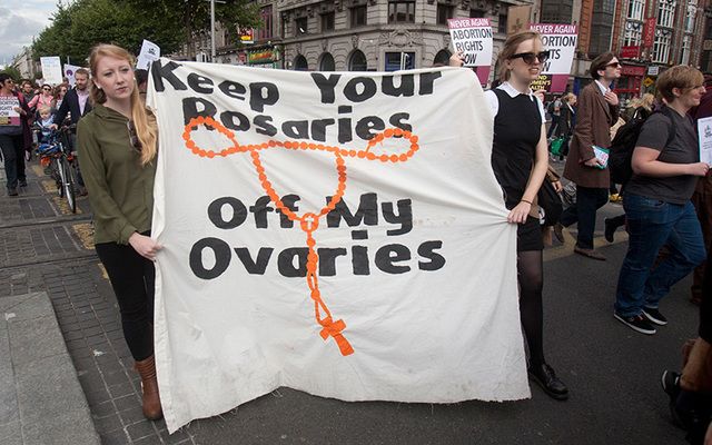Members of the public at a rally in 2014 in favour of repealing the 8th Amendment to the Irish Constitution in favour of a more liberal law on a womans right to abortion facilities in Ireland.