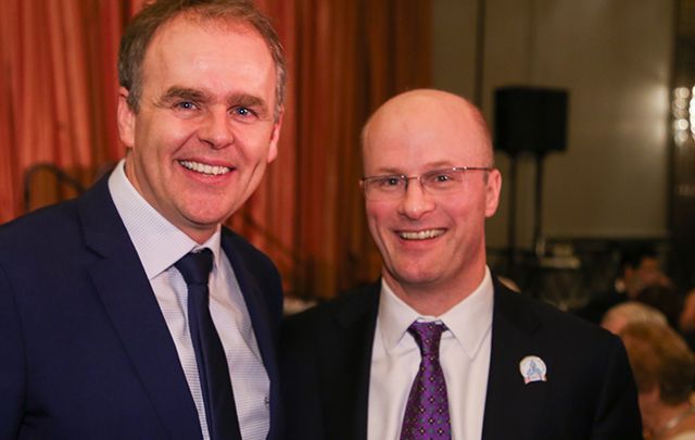 Former Irish Minister for the Diaspora Joe McHugh (right) with Sean Lane (left). 