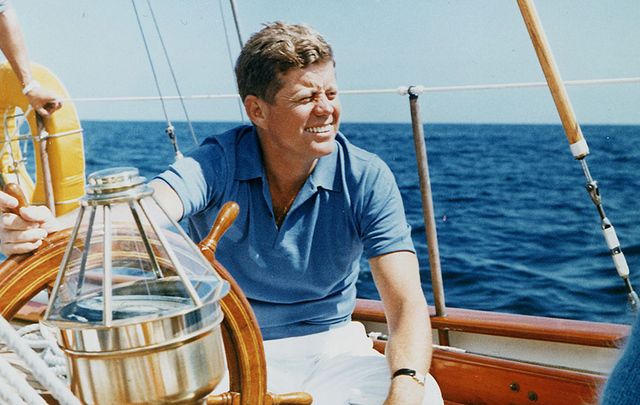 President John F Kennedy vacations at Hammersmith Farm. 