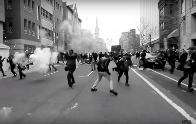 A still from the NRA's latest advert inciting the use of a "clenched fist".