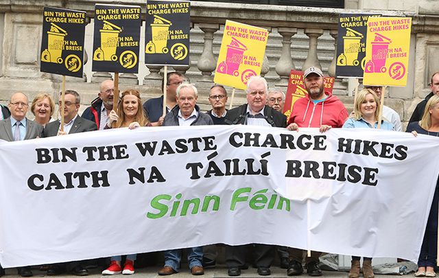 Protestors against the new bin charges outside City Hall in Dublin last week.