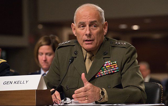 U.S. Marine Corps Gen. John F. Kelly, the commander of U.S. Southern Command, testifies before the Senate Armed Services Committee in 2015. 