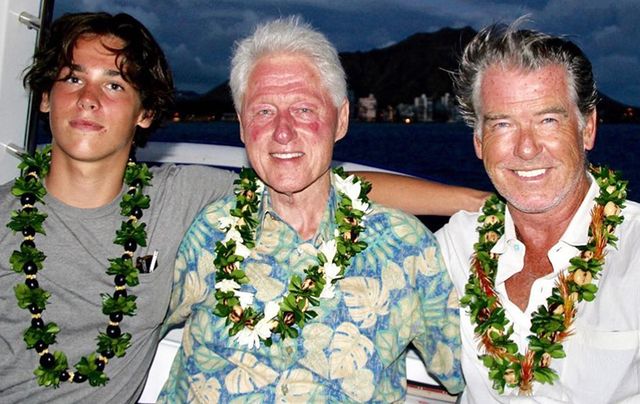 Paris Brosnan, President Clinton and Pierce Brosnan hanging out in Hawaii!