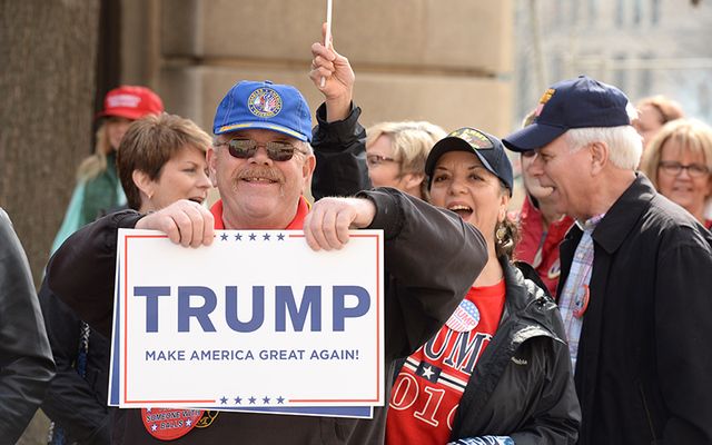 A President Trump supporter before the November 2016 election. According to a new poll, Trump\'s ratings are plummeting as his base leaves him. 