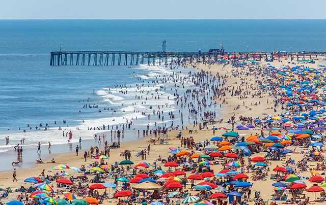 A crowded beach at Ocean City, Maryland. 
