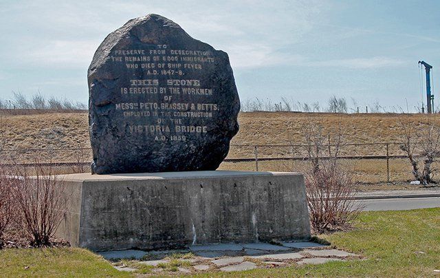 The Black Rock monument in Montreal, dedicated to the thousands of Irish famine immigrants who died of typhus in 1847.
