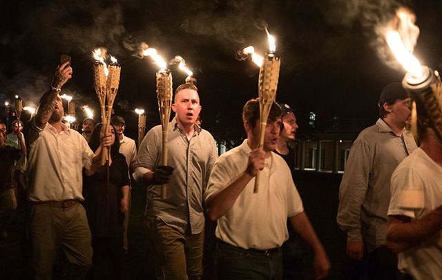 There are not sides: Still from Vice\'s footage of neo-Nazi\'s marching in Virginia. 