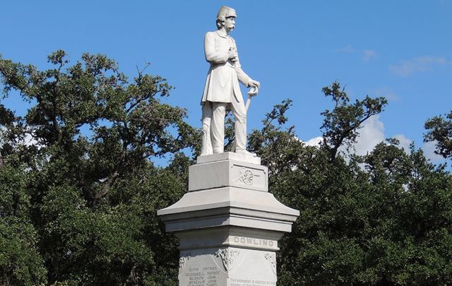 Statue of Richard William \"Dick\" Dowling in Hermann Park, Houston, Texas.
