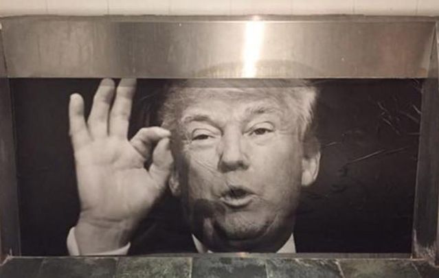 The Donald Trump urinal decor at The Adelphi in Dublin. 