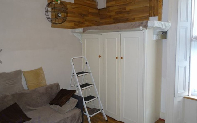 Yes, that is a bed on top of a closet, accessed via a step ladder. 