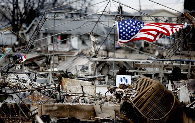 Photo taken by a US Marine of the devastation caused in the largely Irish neighborhood of Breezy Point, in Brooklyn. 