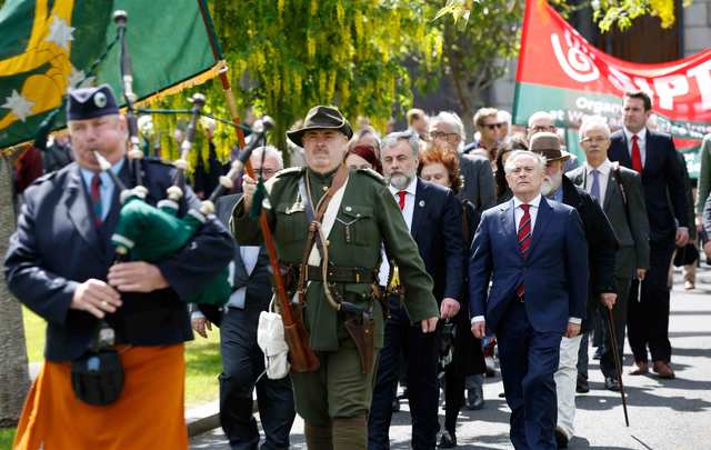 Labour annual James Connolly Commemoration at Arbour Hill. Labour Party leader, Brendan Howlin TD(right) joined by the Labour Party Chair, Jack O\'Connor, for the annual James Connolly Commemoration at Arbour Hill in Dublin. 