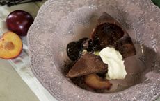 Chocolate plum cake with sticky muscovado crumble recipe