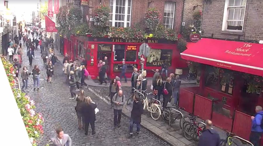 Live from Dublin - take in the cobbled streets of Temple Bar