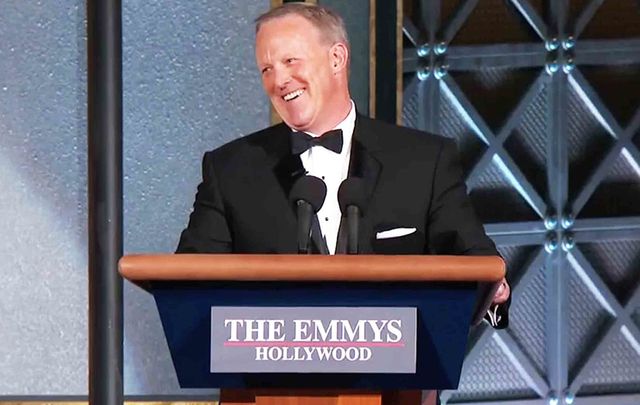 Irish American Sean Spicer, the Former White House Press Secretary, appearing at the 2017 Emmy\'s.