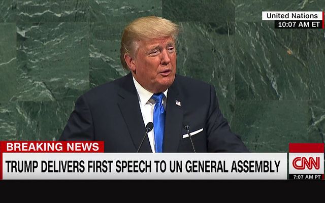 Trump speaking at the UN General Assembly 