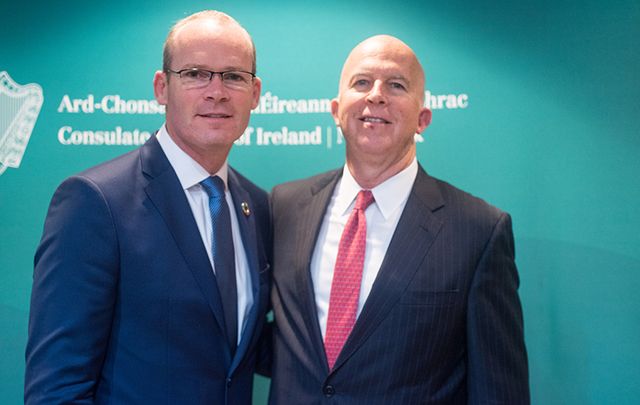 Irish Foreign Minister Simon Coveney meets NYPD Commissioner James O’Neill at the Irish Consulate.