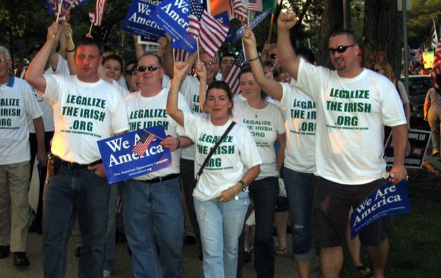 A group of Irish Lobby for Immigration Reform member campaigning in 2007 for a bilateral agreements between Ireland and US.