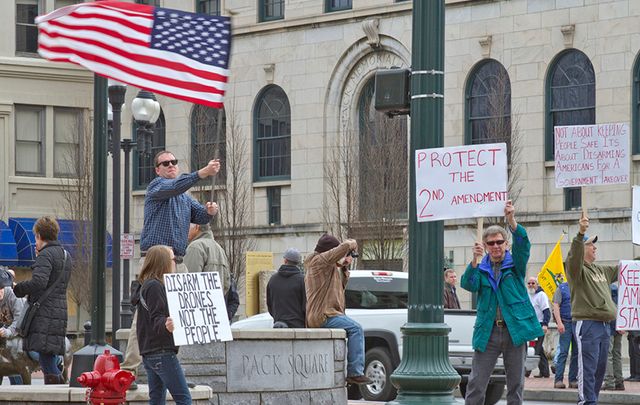 Anti gun control protesters in North Carolina. 