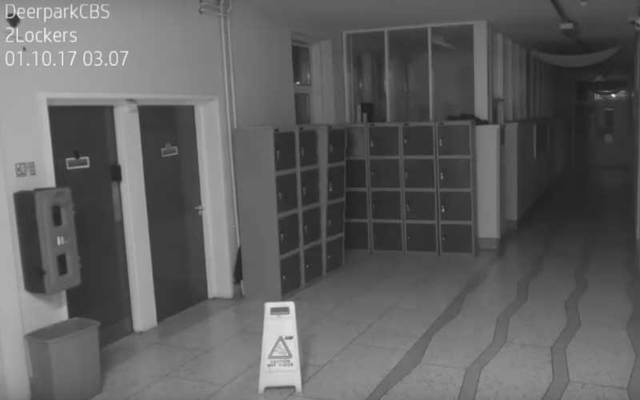 A screenshot of the CCTV footage seemingly showing the handiwork of ghosts haunting Deerpark school in Cork.