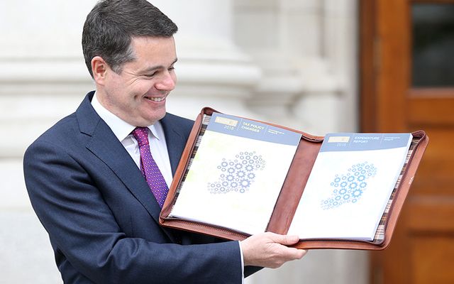 Finance Minister Pascal Donohoe with the 2018 budget on Tuesday.