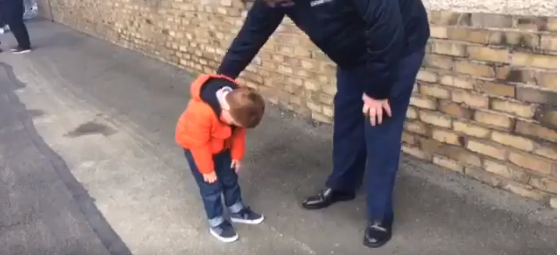 Irish boy unable to move from emotion when Dad comes home from tour of duty