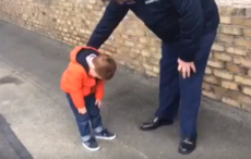 Irish boy unable to move from emotion when Dad comes home from tour of duty