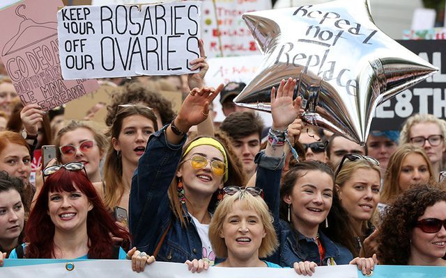 Pro-Choice protesters at Dublin\'s \"March for Choice\" in September 2017.