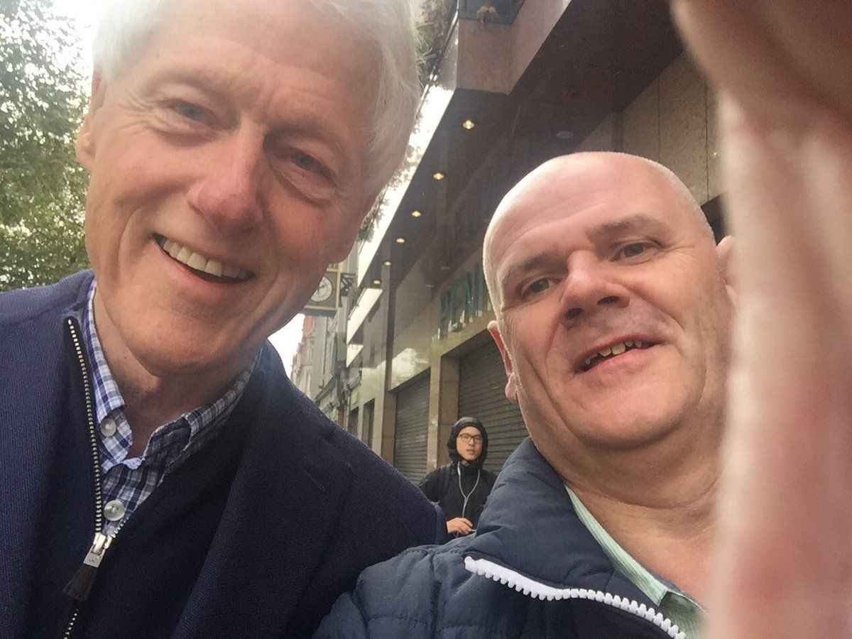Unable to make NI trip to help break political stalemate, Bill Clinton explores Hurricane-struck Dublin