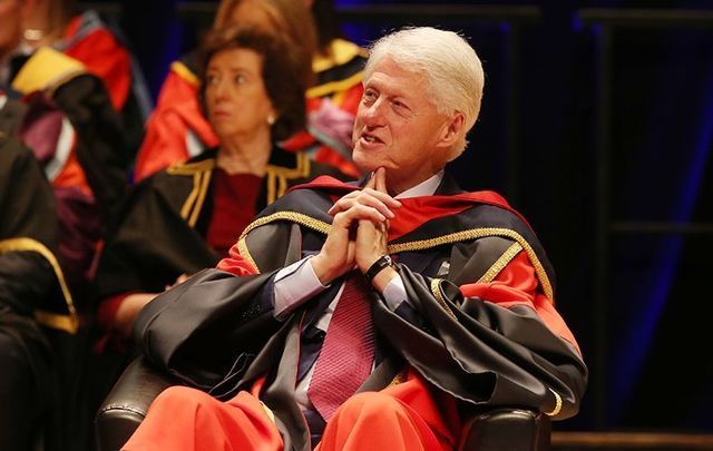 President Bill Clinton accepting an honorary degree at Dublin College University.