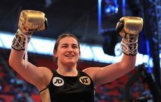 Katie Taylor beams at Colin Farrell’s support ringside