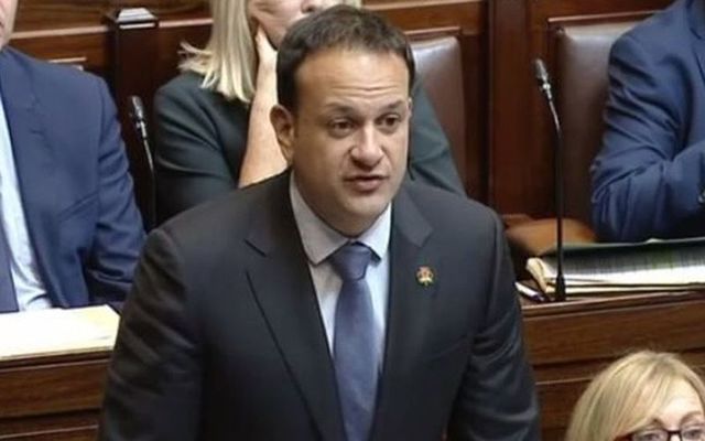 Ireland\'s Taoiseach Leo Varadkar wearing a shamrock poppy to honor those Irish who died during World War I.