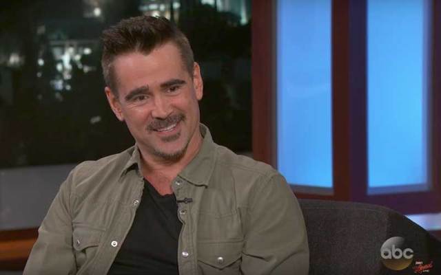 Screenshot of Colin Farrell on Jimmy Kimmel Live.